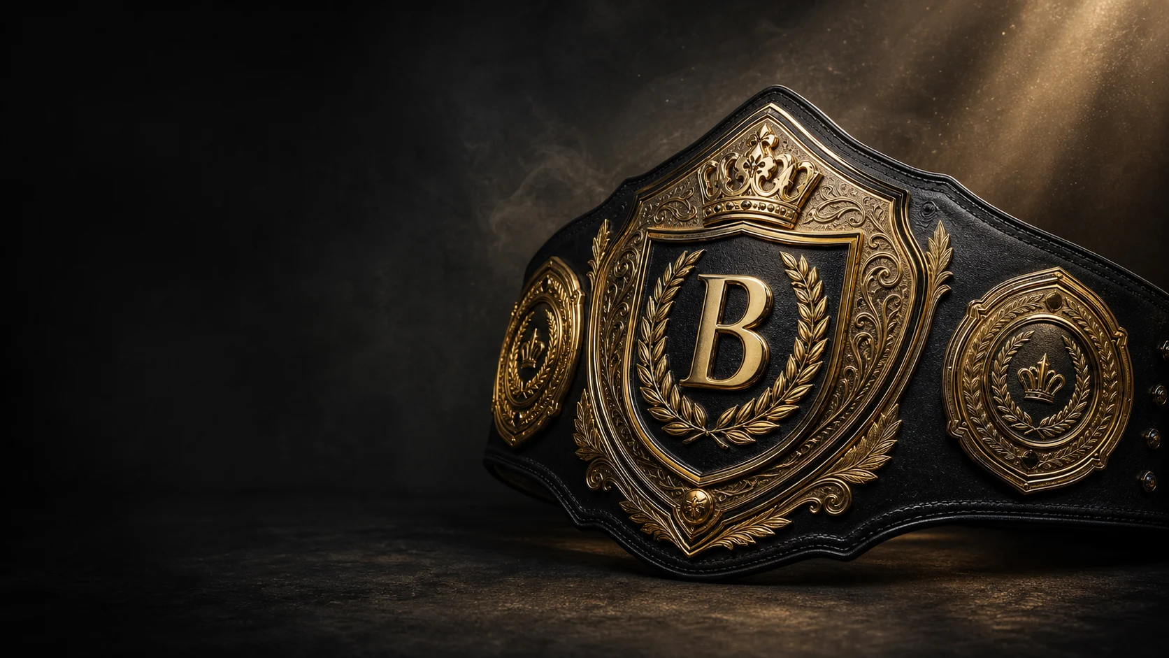 Original black and gold custom championship belt concept for BELTLEB